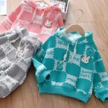 Girls' sweatshirt spring new foreign style baby girl long sleeve hooded top fashionable small and medium set spring and autumn coat - Image 2