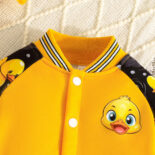 Baby boy spring and autumn cartoon duck print baseball uniform set casual print trouser set - Image 2