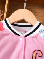 Children and girls spring and autumn floral print long sleeve letter single-breasted long sleeve fashion jacket tide - Image 3