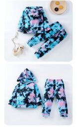 Men's and women's spring and autumn clothes 2-piece set fashion tie-dye print love hooded sweatshirt trouser set - Image 5