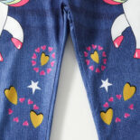 Women's trousers, imitation denim, unicorn print, children's spring and autumn new women's treasure casual leggings are versatile - Image 4