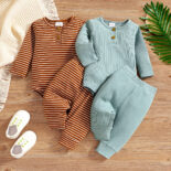 Spring and Autumn New Boys and Girls Long sleeved Sweetheart Pants Set