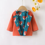 Autumn New Girl Fox Print Long sleeved Coat