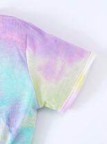 Girls fashion casual tie-dye print short sleeve t-shirt jumpsuit - Image 4