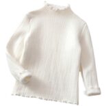 Spot girls plush semi-turtleneck sweater baby girl white inner sweater girl knitwear children's integrated fleece - Image 4
