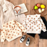 Children's hooded jacket for girls hamburger print   cardigan sports boys top  fall new - Image 2