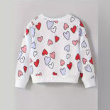 Girls casual sportswear fashion love print spring and autumn long sleeve sweatshirt threaded collar threaded cuffs threaded hem - Image 2