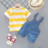 Baby summer dress bib pants short sleeve suit thin new children's boy 0 a 1-4 years old half summer dress half sleeve - Image 3
