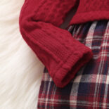Autumn new woolen doll collar plaid girl baby triangle sweater - Image 5