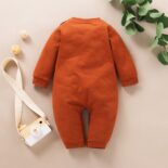New Autumn Clothing Baby Long Sleeve Cute Letter Brown Spring and Autumn  Crawling Clothes jumpsuit - Image 2