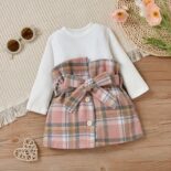 Autumn new girls' baby plaid fake two-piece dress