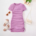 Middle and large children's summer new slim tight small fresh short sleeve hip skirt dress