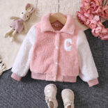 Children's Clothing New Girls Autumn and Winter Short Plush Lapel Casual Jacket