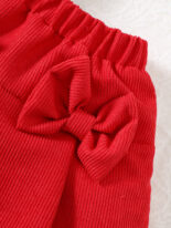 Baby Girl Two Piece Set Autumn Love Print Long Sleeve Top Cute Bow Shorts Baby Set - Image 6