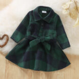 Autumn new woolen black and red checkered children's baby dress - Image 2