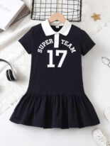 Children's skirts summer new short sleeve children's dresses knitted girls polo skirts for small children - Image 6