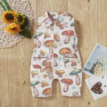 Summer new men's and women's baby pocket sleeveless printed long leg crawling clothes - Image 6