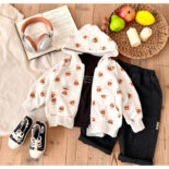Children's hooded jacket for girls hamburger print   cardigan sports boys top  fall new - Image 8
