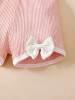 Girls pink bow suspender set of two - Image 6