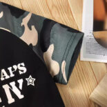 Summer New Boys Baby Black Letter Short sleeved T-shirt+Camo Shorts Set - Image 2