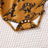 Spring and Autumn New Cute Newborn Baby Boy Dinosaur Print Jumpsuit Long Pants Two Piece Set - Image 5