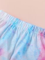 Girls' fashion suit, tie-dye random print, short sleeve casual two-piece set - Image 5