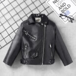 Children's leather jacket girls leather jacket spring and autumn new version of children's jacket children's clothing - Image 3