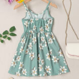 Summer new suspender beach long skirt medium and big children's floral dress high quality parent-child dress - Image 2