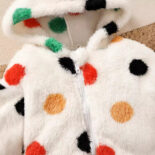 Baby Girl Kids Autumn Winter Doll Cute Fur Hooded Long Sleeved Top Kids Polka Dot Warm Jacket - Image 4