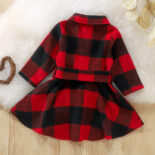 Autumn new woolen black and red checkered children's baby dress - Image 8