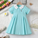 Girls summer dress new baby polo skirt small and medium-sized children cotton short sleeve skirt tide