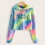 Autumn new long-sleeved sweater tie-dye printing hat T-shirt top