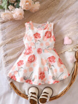 New Baby Dress Flower Printed Sleeveless Dress Summer Round Neck Casual Dress - Image 6