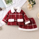 Girl's Little Fragrance Suit Autumn and Winter New Children's Plaid Two-Piece Skirt Wool Jacket Set