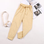 Girls' trousers spring new middle and large children's plaid cargo pants loose leggings pants tide - Image 4