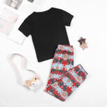 Girls Pocket Short Sleeve Floral Trousers Set Summer Thin Tide Two-Piece Set - Image 2