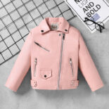 Children's leather jacket girls leather jacket spring and autumn new version of children's jacket children's clothing - Image 2