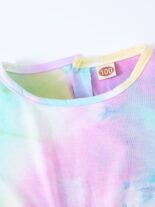 Girls fashion casual tie-dye print short sleeve t-shirt jumpsuit - Image 3
