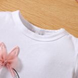 Cewborn baby girl summer style bunny print short sleeve bag skirt headscarf - Image 5