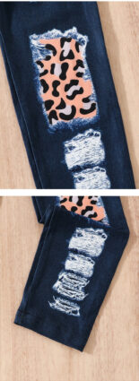 Baby girl leggings spring and summer new wear stretch imitation denim print pants for small children - Image 6