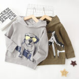 Boys' hooded sweatshirt Spring and Autumn style new small and medium-sized children's loose casual pullover animal tops children's clothing