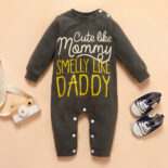 Girls New Boys and Babies Letter Printing Long sleeved Children's and Children's Baby Long Legs jumpsuit Children's clothing - Image 2