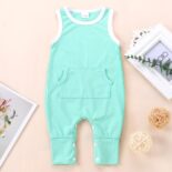 Summer New Summer Infant and Toddler Male and Female Baby Tank Top Striped Long Leg Crawler Dress - Image 3
