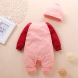 New men's and women's baby spring and autumn long sleeved pants with letter print and hat jumpsuit - Image 2