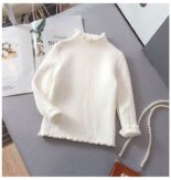 Spot girls plush semi-turtleneck sweater baby girl white inner sweater girl knitwear children's integrated fleece - Image 5