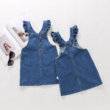 Spring and Autumn children's clothing versatile children's strap skirt tops, baby denim skirts, trendy style, girls' skirts, suspenders