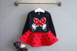 Children's Autumn Clothes New Girls' Bow Patches Long Sleeve Sweatshirt Hollow Anime Skirt Short Skirt Set - Image 2