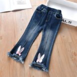 Children's clothing girls' jeans new children's spring and autumn style children's girls loose slightly flared pants