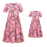 Parent-child mother-daughter dresses, girls' floral skirts, children's princess dresses - Image 2