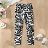 Girls leggings spring and autumn new baby girls casual fashion stretch full print liquid pattern long pants - Image 2